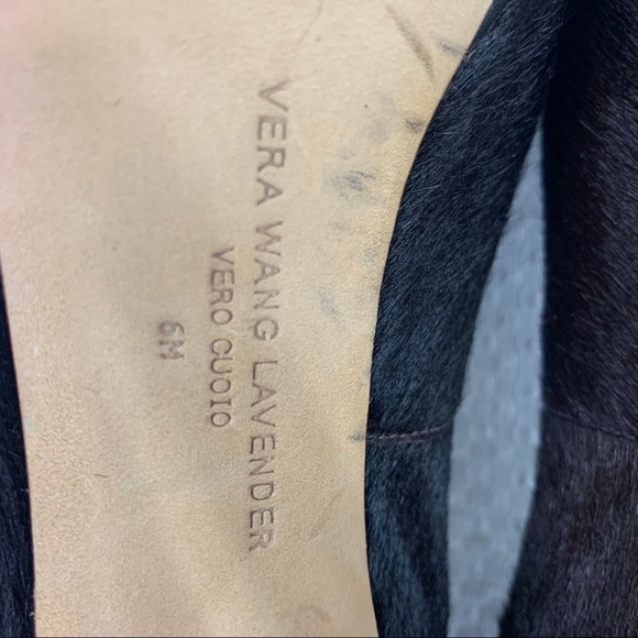 Vera Wang Lavender Label Black Fur Heels 6 - Picture 12 of 15